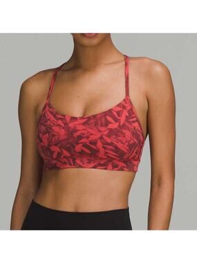 Lululemon Flow Y Nulu Bra Size 4 Spray Leaf Fireside Red Multi